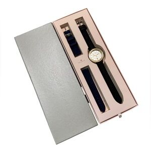 Michele Watch Pre-Loved 2 bands Navy & Black. Needs batteries replaced.